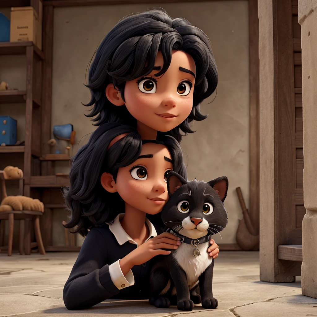 black hair first name Lévy surrounded by animals