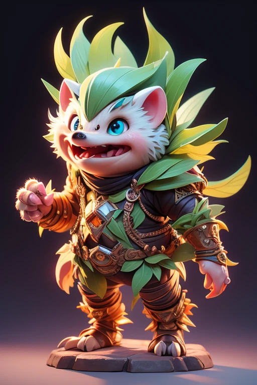 Create a picture of a hedgehog monster.. The body is transparent and can be seen through. The image is sharp and detailed., with beautiful colors.. With arms, leg, eyes, mouth, พื้นหลังสีlegว