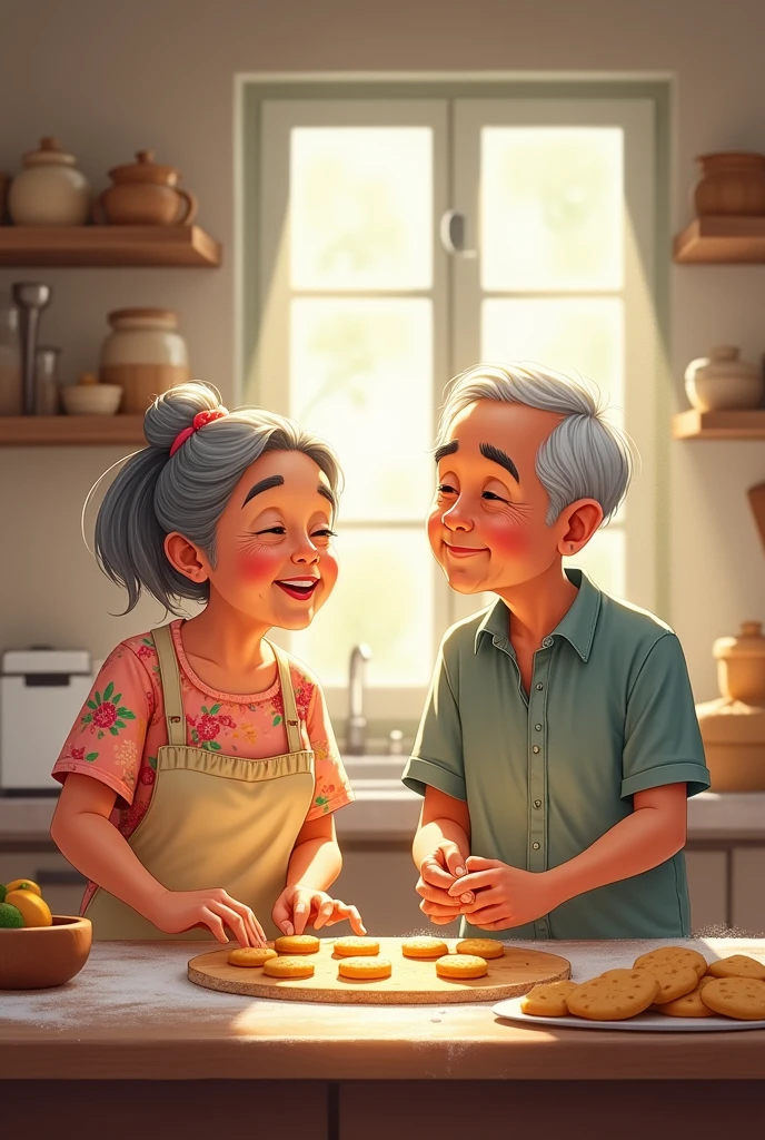 Easy to draw Grandma and grandpa baking a biscuit filipino