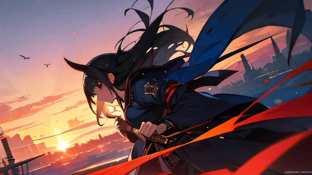 score up_9,score up_8,score up_7,source_anime,masterpiece,best quality,super fine illustration,super detailed,8k,retoro,fantasy,BREAK 1 girl,perfect hands,perfect fingers,blue coat,samurai,holding_katana,BREAK around DRAGON,detailed DRAGON,BREAK battlefield,sunset,background,(LoRa:0.3)