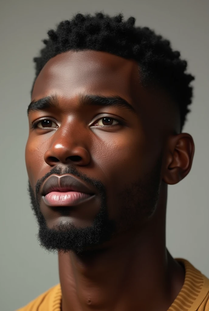 The face of a young black man with brown skin