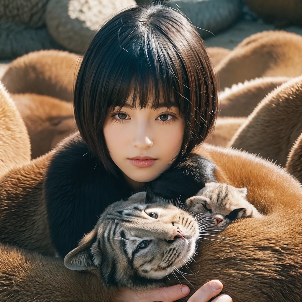black short hair first name Lévy surrounded by animals