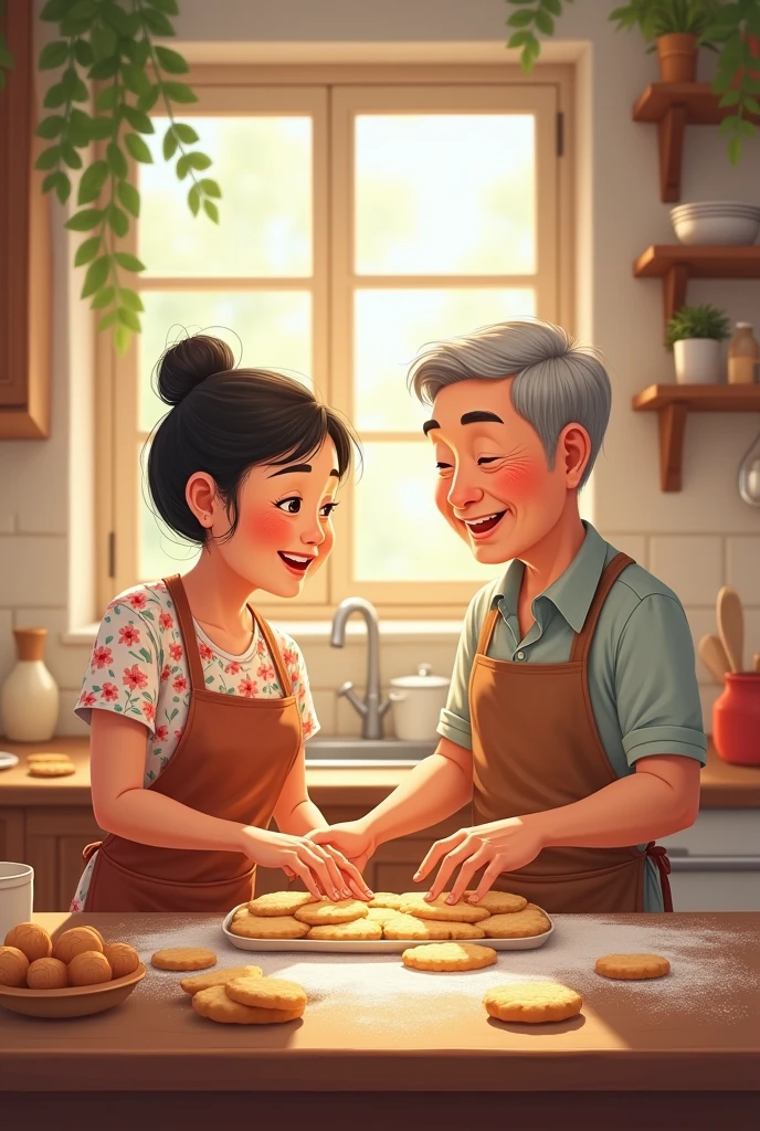 Easy to draw Grandma and grandpa baking a biscuit filipino