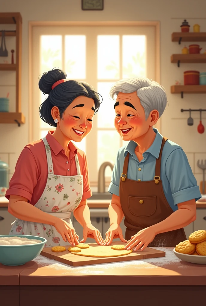 Easy to draw Grandma and grandpa baking a biscuit filipino