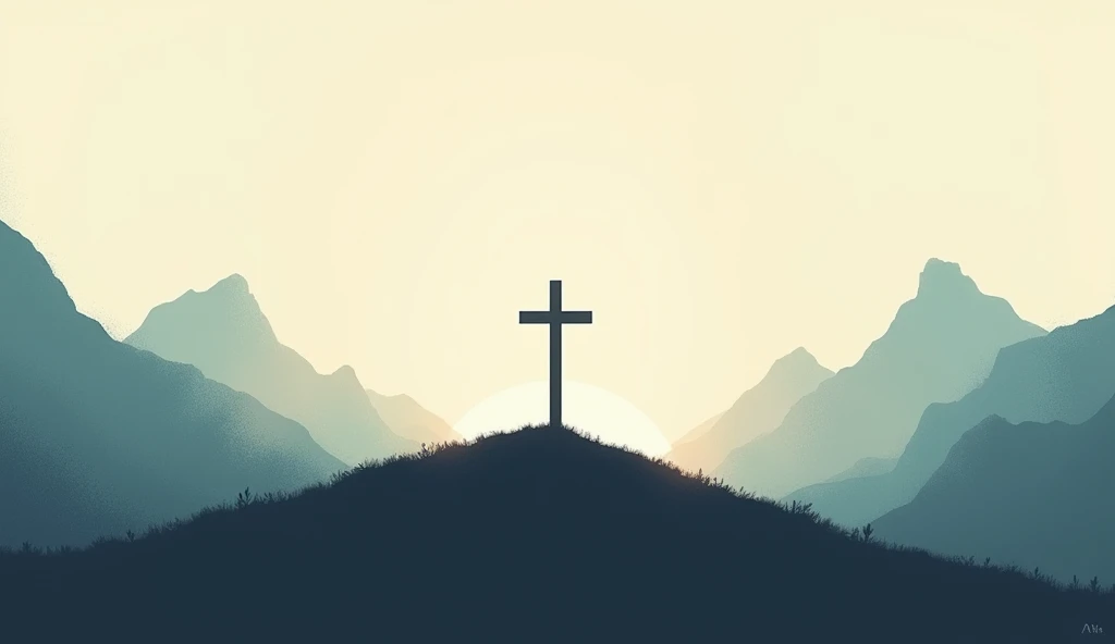 the cross on the mountain tops wallpaper, in the style of minimalist portraits, cross processing, lightbox