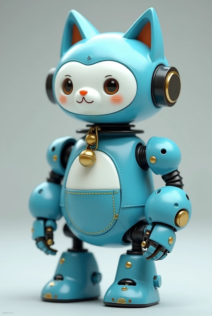 Draw a blue cat robot, Make them bipedal, Walk on two legs, Put a bell on the collar, Whiten the face and belly, Put a pocket on your belly.
laugh