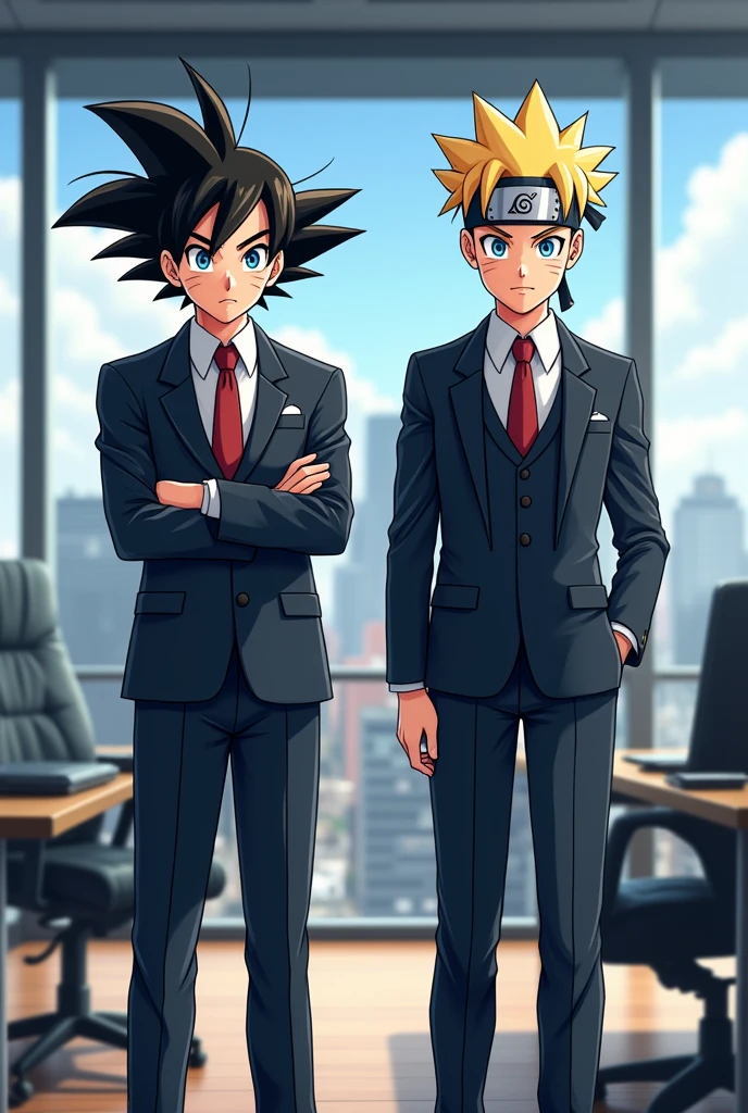 Goku and naruto as cooporate employee in there best form