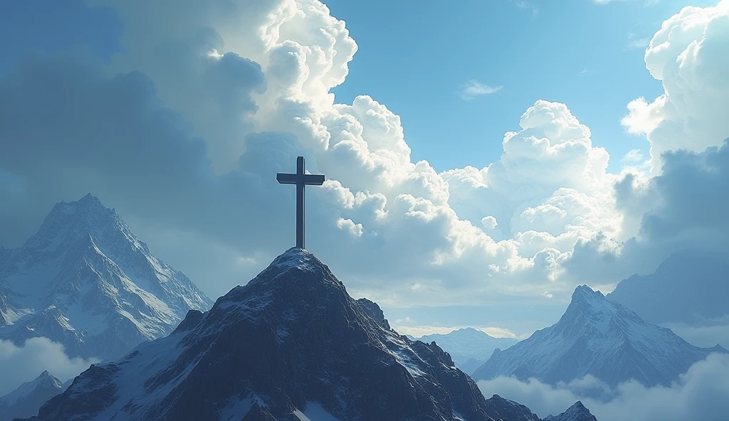 the cross on the mountain tops wallpaper, with huge cloud