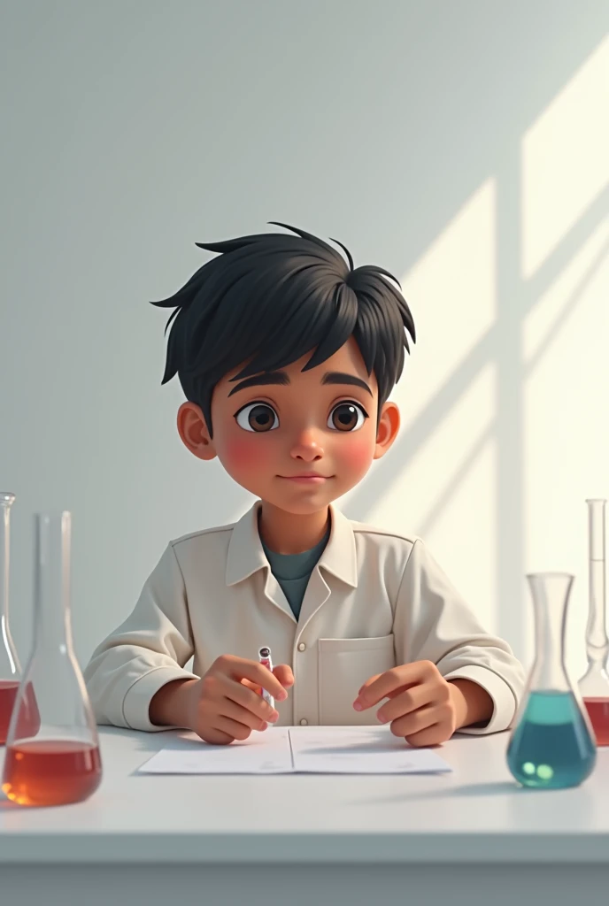 A boy thinking for experiment  who is an Bangladeshi with a white  background 
