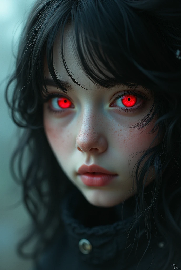 Girl with red eyes