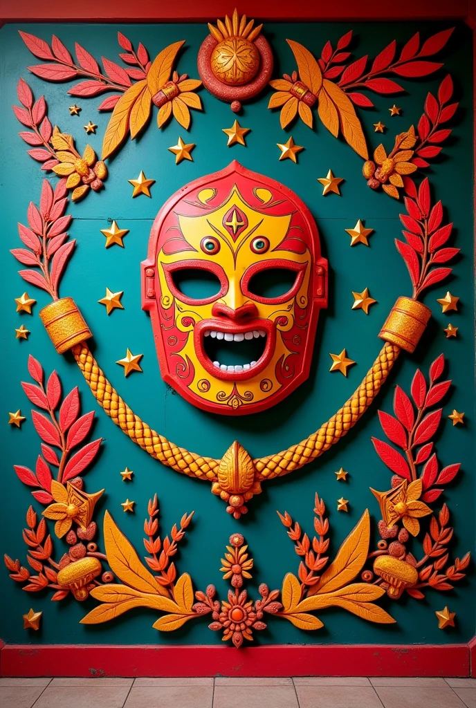 Decorate a wall with a Mexican wrestling theme, no character just decoration, for streaming show contest, be creative, simple but beautiful