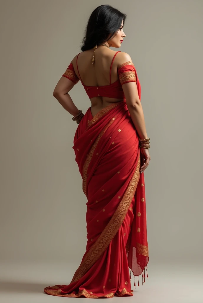 Lady in saree busty boobs standing in doggy style
