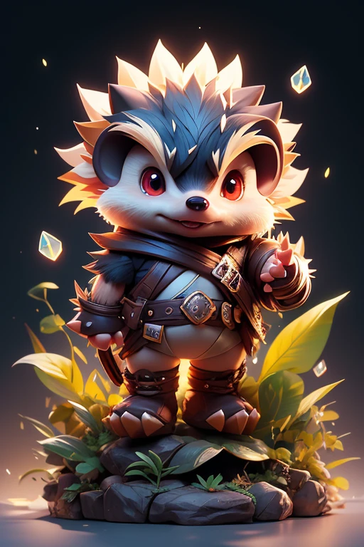 Create a picture of a hedgehog monster.. The body is transparent and can be seen through. The image is sharp and detailed., with beautiful colors.. With arms, leg, eyes, mouth, พื้นหลังสีlegว