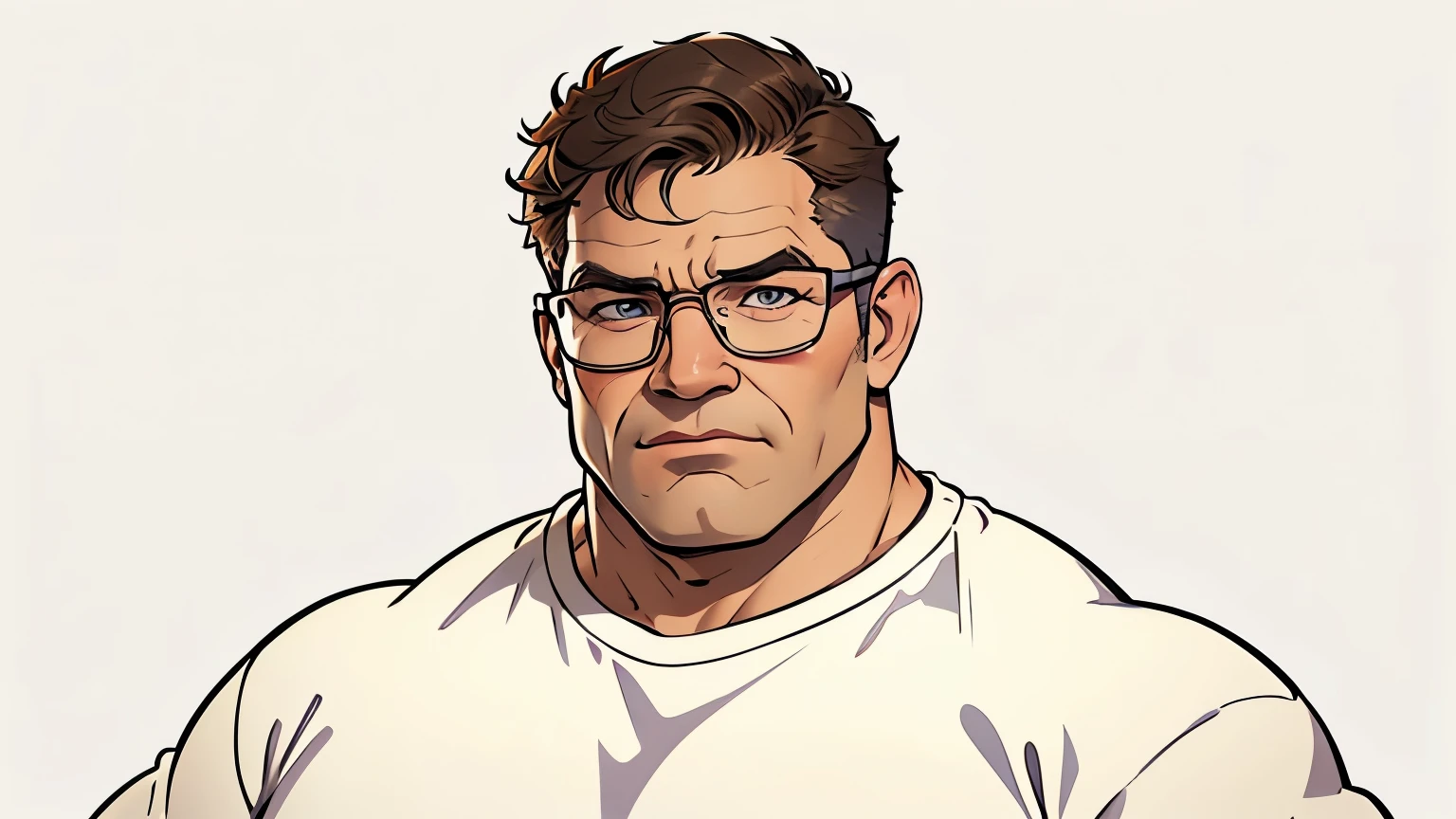 DClark, D_Clark, a sketch of a strong man, 25yo, with glasses, drawn on paper with a colors pens, on an office, simple lines, poor drawing, light background, cartoon style, caricature, simple lines, simple drawing, colored pencil