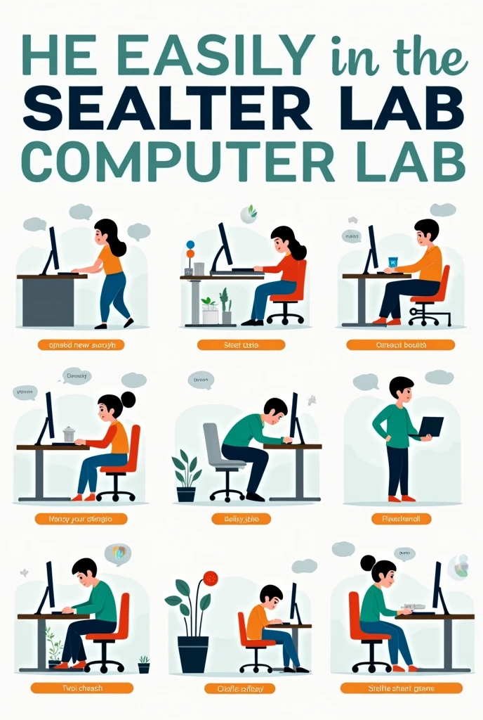 make a poster about the importance of Occupational Health and Safety in the computer lab make that poster look like so easy to draw like picture that is for bengginers poster it need to be no words easy drawing for bengginers
