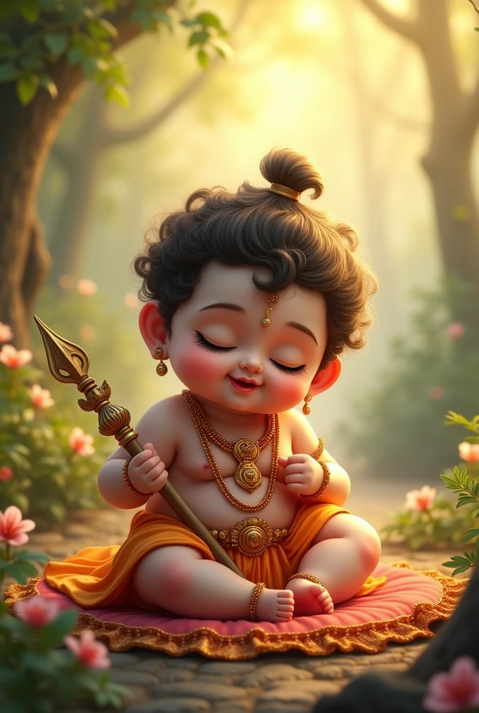 Baby cute murugan sitting with his weapon