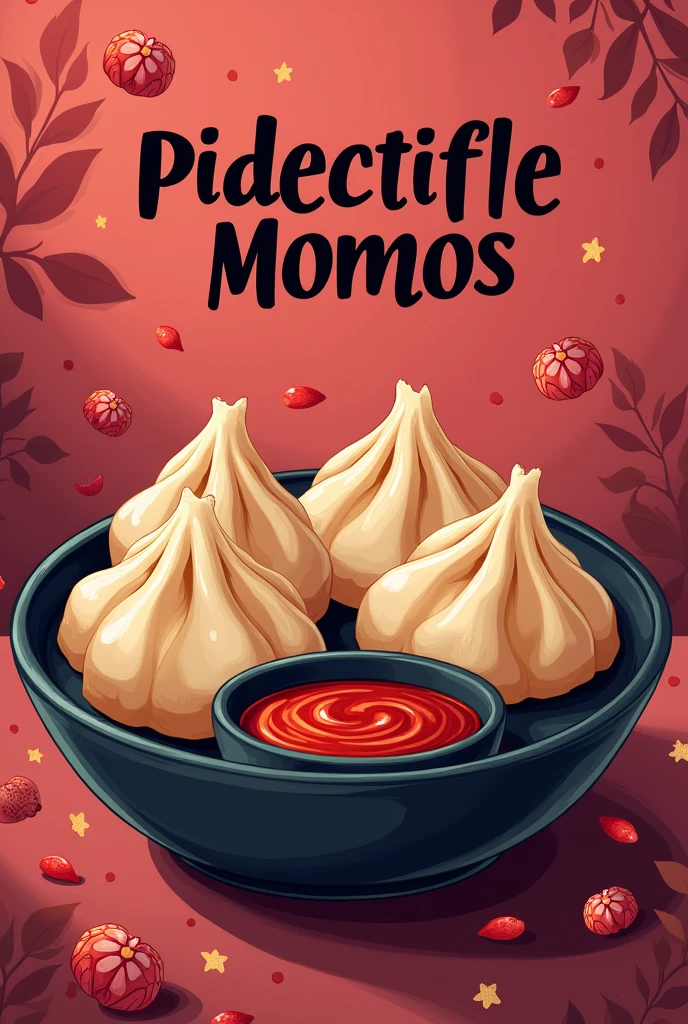 Make a banner momos write a slogan yammy and tasty ever you love colour dark pink and black paste some little momos with spicy souce