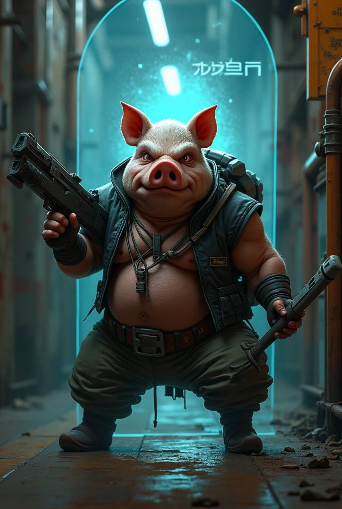 a pig Thug , weapon ,Virtual cover