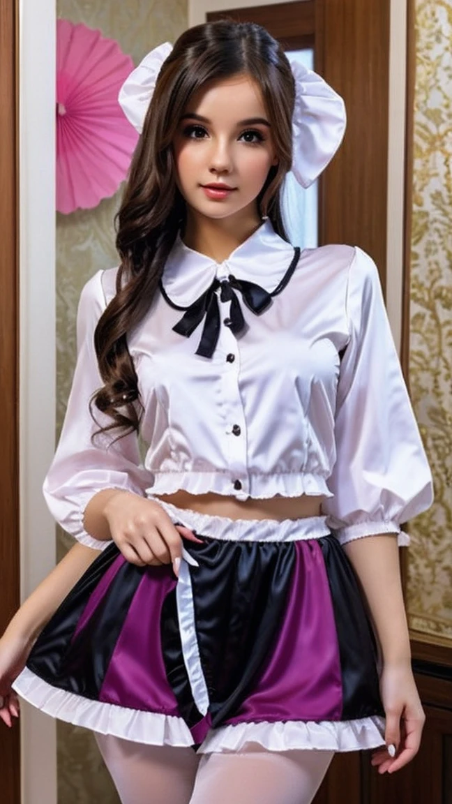 1girl with 30 years old , Look at the viewer, close look, , different colors seductive outfit, Just sexy
