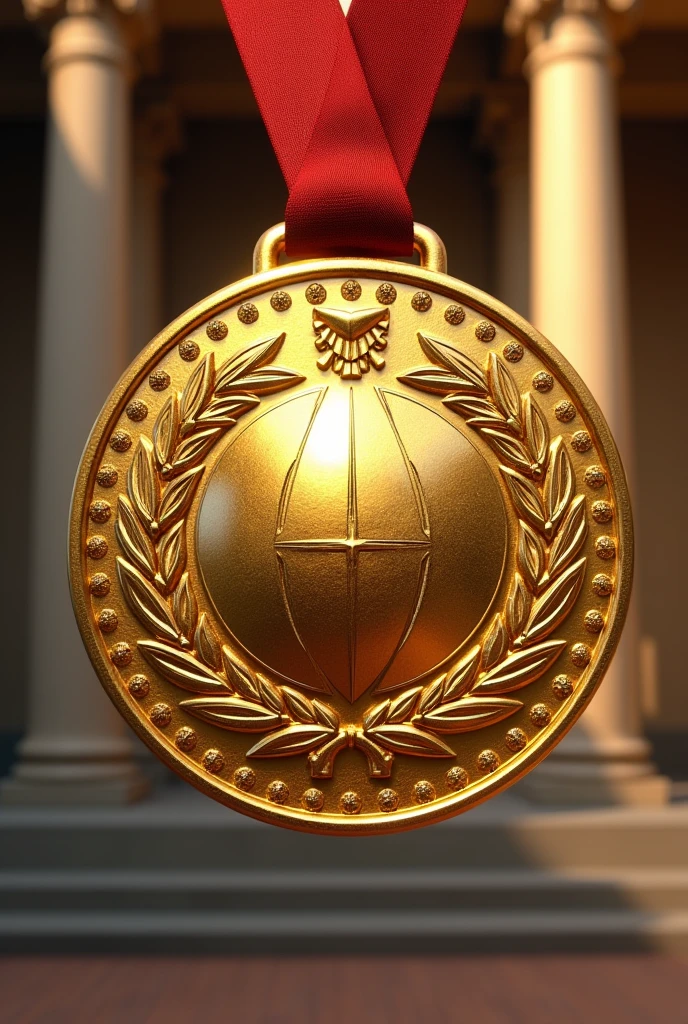 Aegis, a gold medal like a shield,