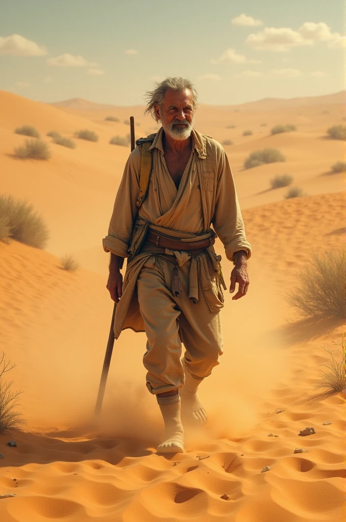 One day a man was lost in the desert