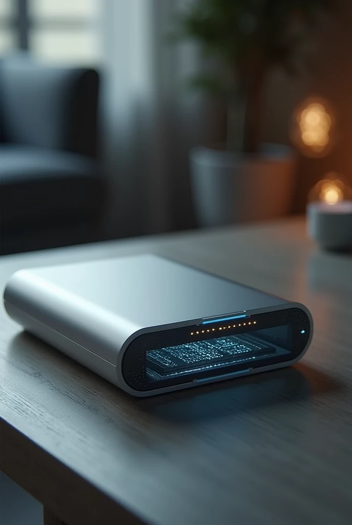 Help me draw a secure storage device at your home, as an external hard drive or a compact DNA storage device by 2050