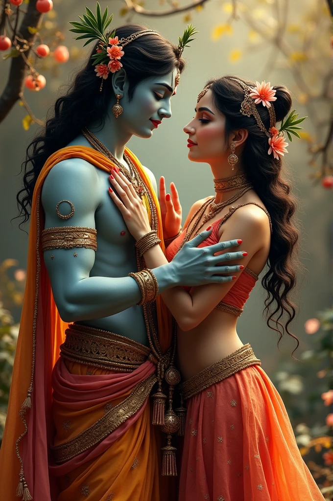 Generate a pic of lord Krishna fucking Radha 