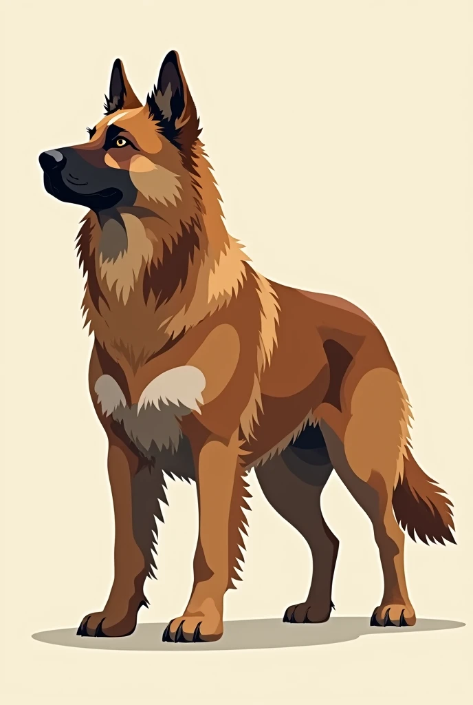 Central Asian Shepherd dog, flat colors, from the side, black thin outline
