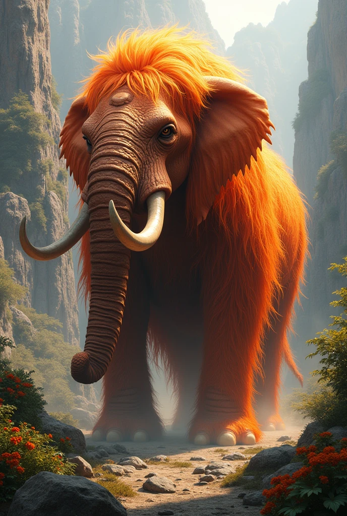 Fire Palaeoloxodon namadicus with long hair