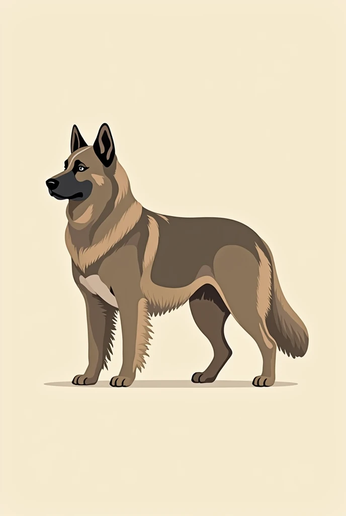 Central Asian dog, flat colors, from the side, black thin outline