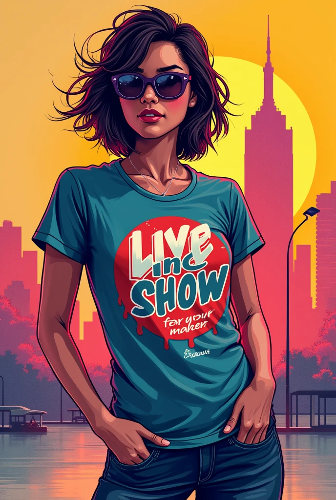 Make a poster for t-shirts brand name me show tag line live in style