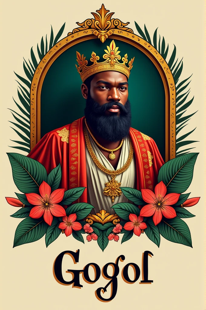 Donne moi une logo qui va présenter le mot GOGOL avec le roi Andrianampoinimerina de Madagascar 
Pour ma propre marque de vêtement
Je vais lancer une marque de produit de lux