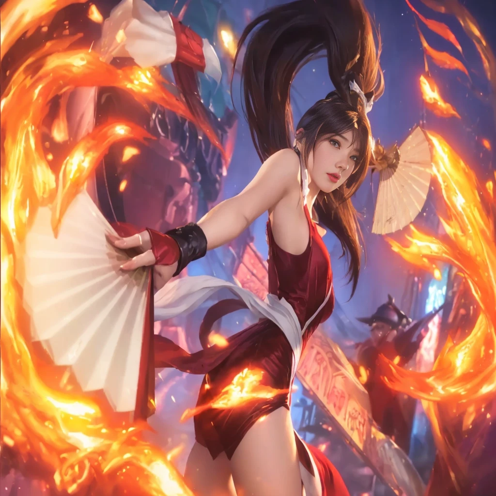 a close up of a woman in a red dress holding a fan, extremely detailed artgerm, official splash art, ahri, portrait of tifa lockhart, bian lian, style artgerm, range murata and artgerm, splash art, inspired by Ju Lian, ig model | artgerm, artgerm detailed, akali, irelia