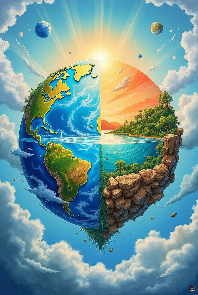make a creative drawing showing the interactions of the four subsystems of the Earth. Explain the drawing 5 to 10 sentences