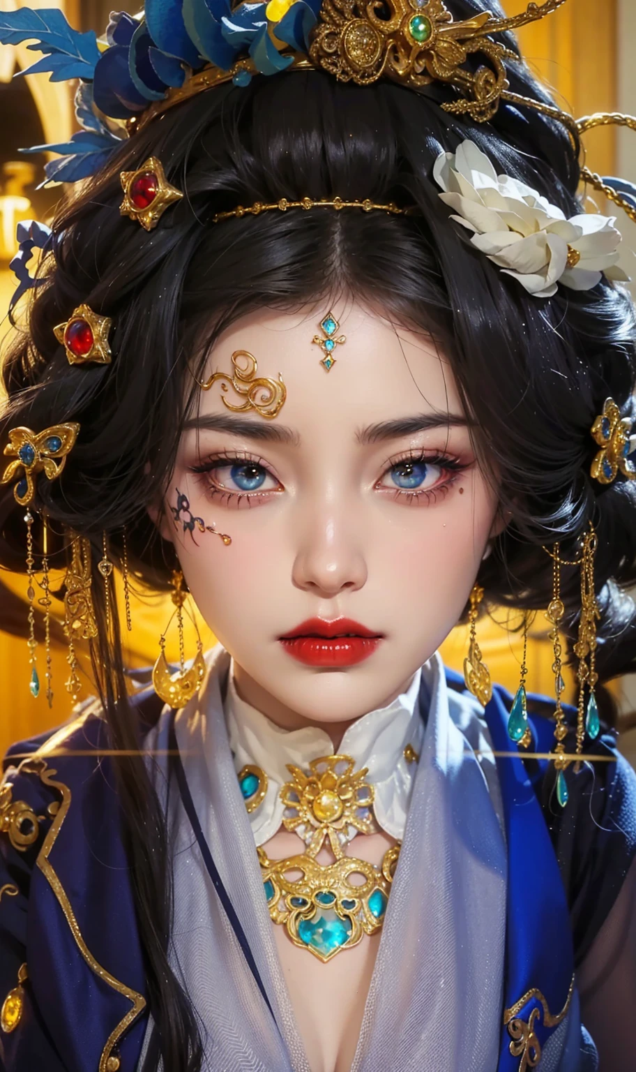 Detailed image quality,Witch Pandora,wing, Succubus Theme,堕落Angel,Excellent,scary,Secret Terror,Tentacles,With eyes,Uncanny Valley Effect,Beast Blood Moon,skeleton,vampire,Hellfire,Dark Queen,Angel,magician magic witch,Angel,Eyes are blue(Pupils as deep as the starry sky),Gorgeous tattoo designs all over the body,Surreal photos(8K picture quality,Rich in details),Dark eyeshadow,Sexy thick lips(Red lipstick),Tattoo designs on body,Dark Queen,Wear luxurious gold jewelry,Sparkling diamond gemstone,Dragon scale tattoo,breasts symmetrical,