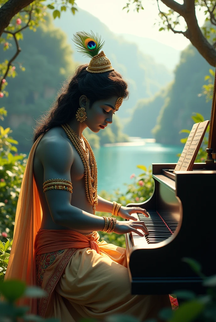 krishna is playing piano 