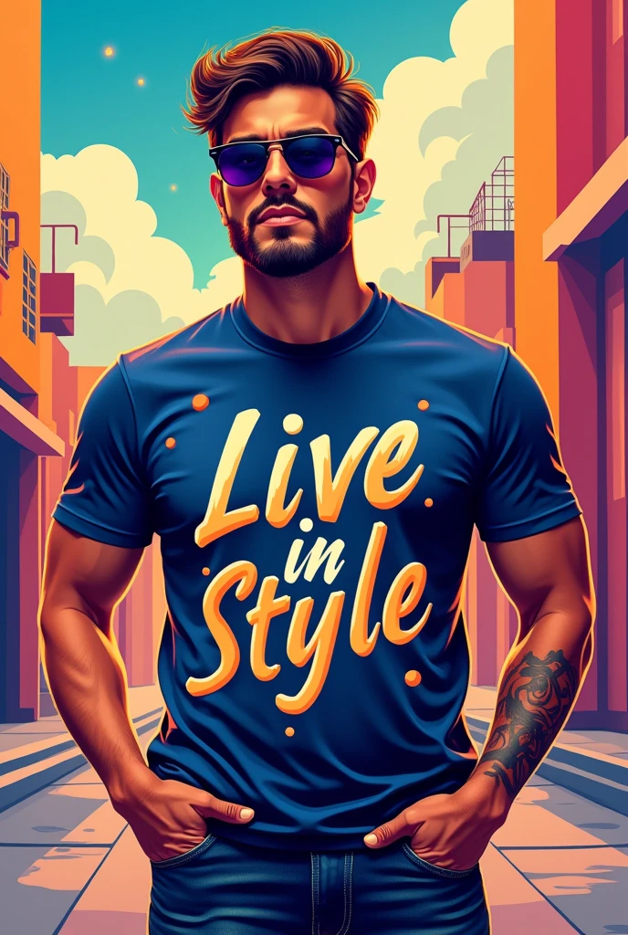 Make a poster for t-shirts brand name me show tag line live in style