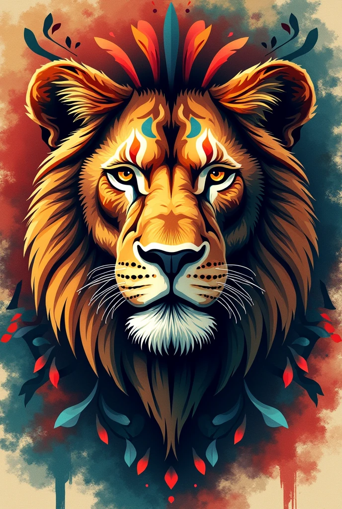 Lion face by tribe art mix with tribe  astetic art