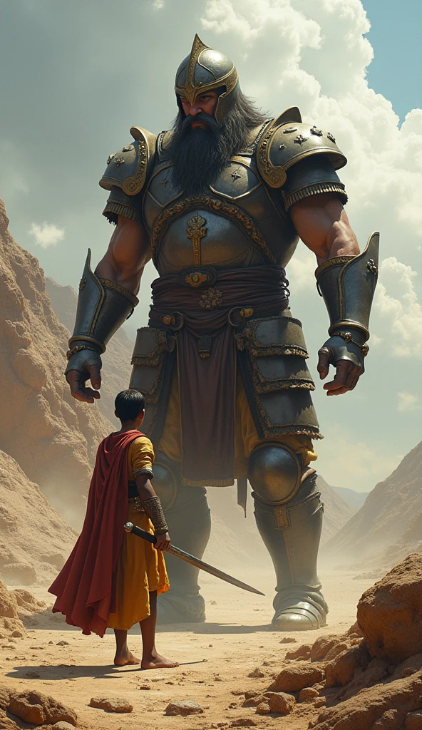 Young David facing Goliath