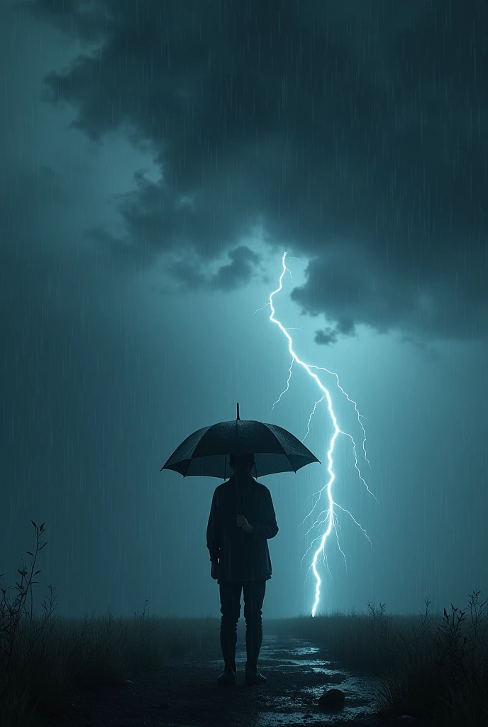 Umbrella under thunder
