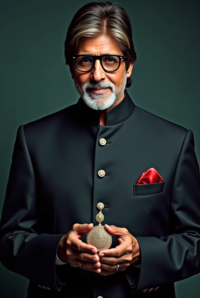 Amitabh bacchan holding jwellery