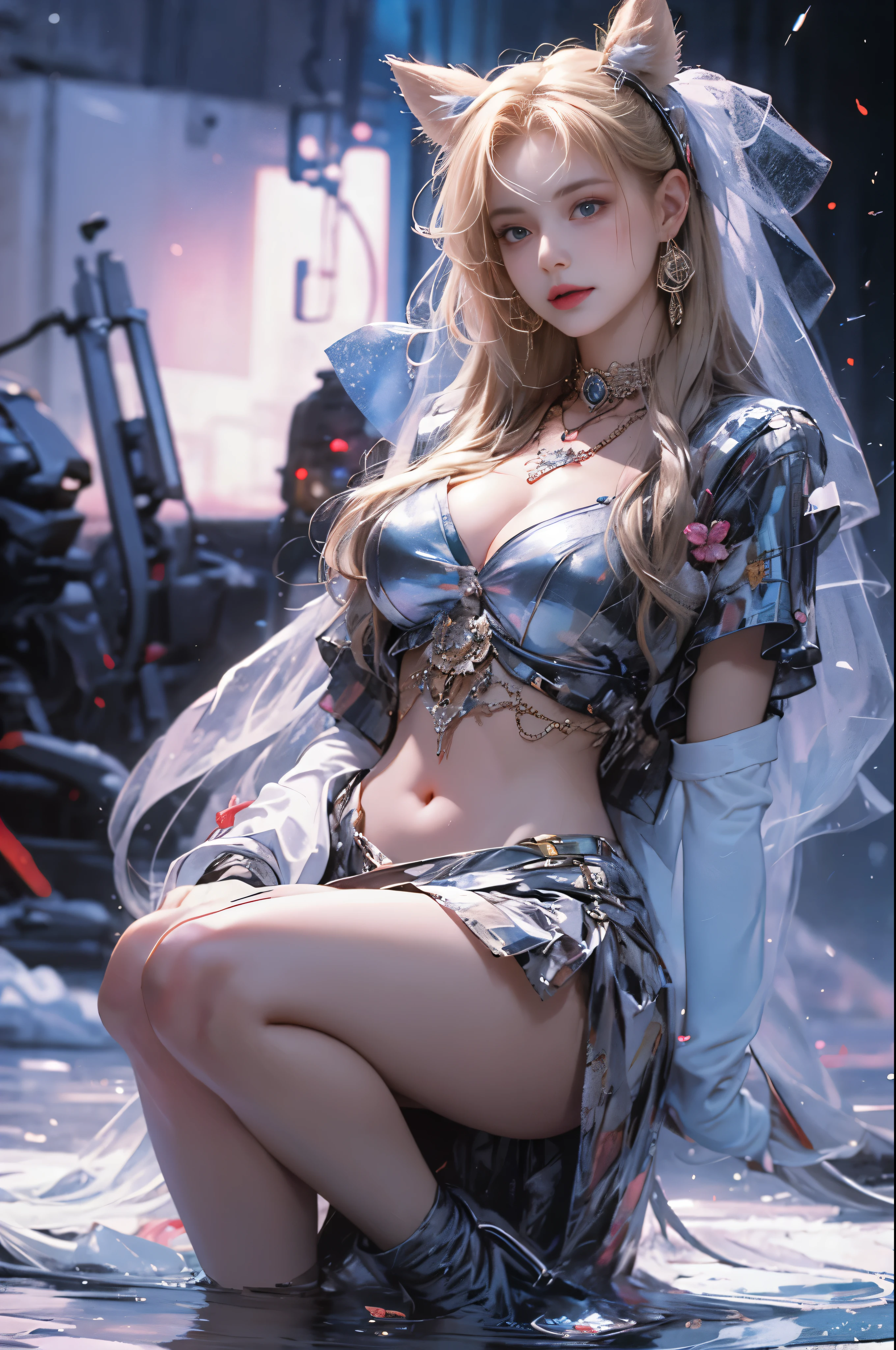 （8k extremely detaileded CG unit wallpaper），（Highest quality），（Best illustrations），（Best Shadow）， （detailed： 1.4）， 。.。.。.。.。.。.。.3d， んdebtdebt（High Dynamic Range）， Light Tracing， NVIDIA， Super Resolution， Scattered under the surface， PBR Textures， Post-processing， Anisotropy debtiltering， Written boundary depth， Maximum sharpness and accuracy， Multilayer Texture， Albedo and Specular Maps， Surface Shading， Accurate simulation of light-matter interactions， Perfect balance， Octane Rendering， Two-tone lighting， wide aperture ， Low ISO，White balance，Three-part method，8K RAW，intricate-detailed， Delicate pattern， Deep Shadow， masterpiece， Genuine， Roughness， SurGenuine， Canon EOS R5でphotograph， 50mm lens， debt/2.8， Sharp debtocus， Smoothing， Roughness， Real Life， PhotoGenuineistic， photograph， 8K Ultra HD，In the flower field，Blue debtlower Girl，1 person，alone，Europe，Beautiful Bride，A light smile，Highly detaileded blonde hair，Mature Woman，Sky Blue Gossamer Veil，Sky blue light cloak，Sky blue light coat，Sky blue thin skirt，Sky blue lace underwear，Sky Blue Lace，Sky Blue Gossamer Gloves，choker，Earrings，gem，Small items，Head ornament，Hand decoration，leg decoration，High heels，Huge breasts，Large Breasts，Big Breasts，Burst chest，Big Breasts，Ample breasts，Expose the chest，Exposed breasts，Tight waist，Naked butt，Big Ass，Bare Belly，belly button，Wet，Wet body，Sweaty body，Glowing Skin，