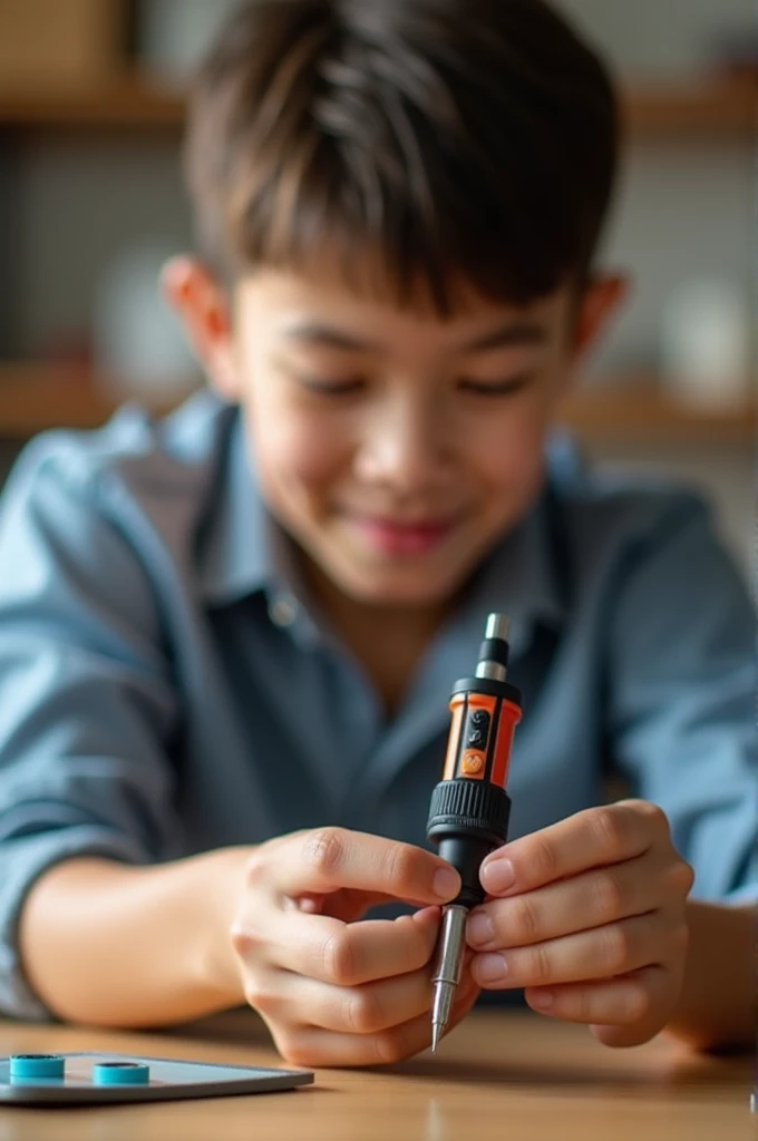 A person unboxing soldering iron for youtube thubnail