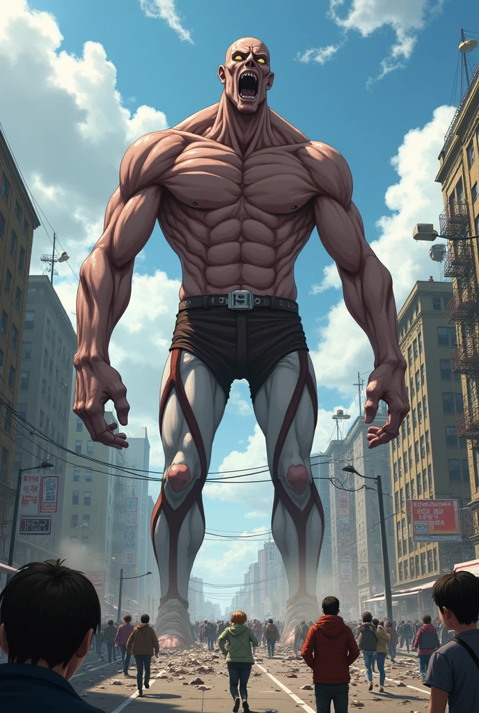 Attack on Titan. Real live action Naked giant, 5 meters tall, destroys the city. 

