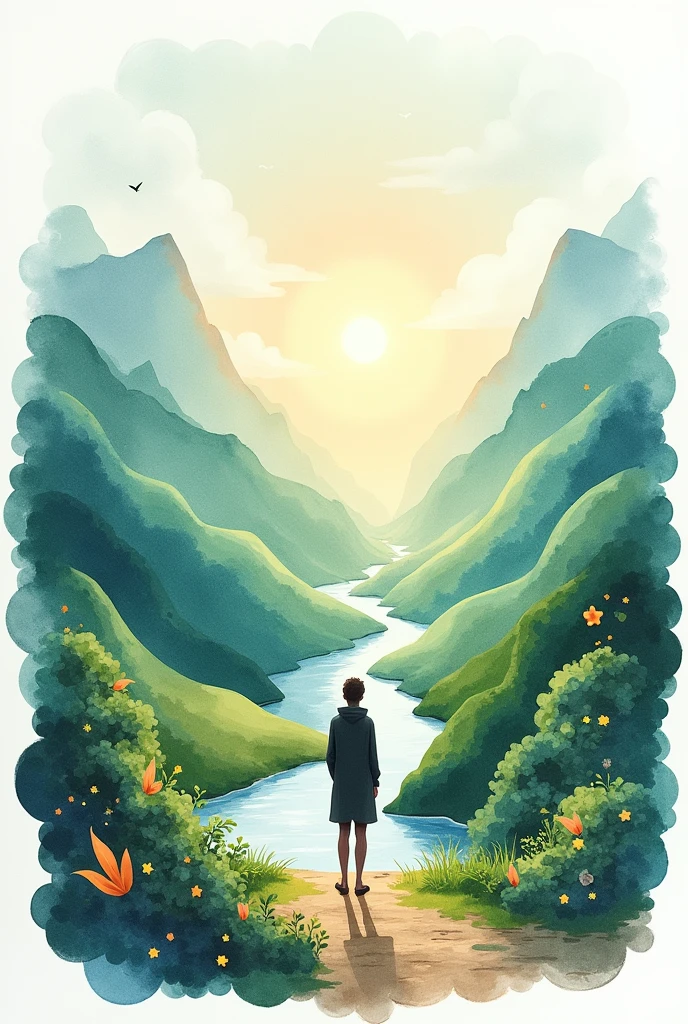 make a poster in water color , showing a holistic view of your life , about personal development and education make it simple