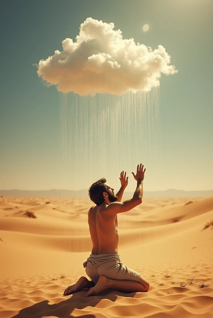 One day a man was lost in the desert and began to pray without drinking water, suddenly a cloud came and from that cloud rain fell. To the man's surprise, he realized that Allah answered his prayer and helped him.