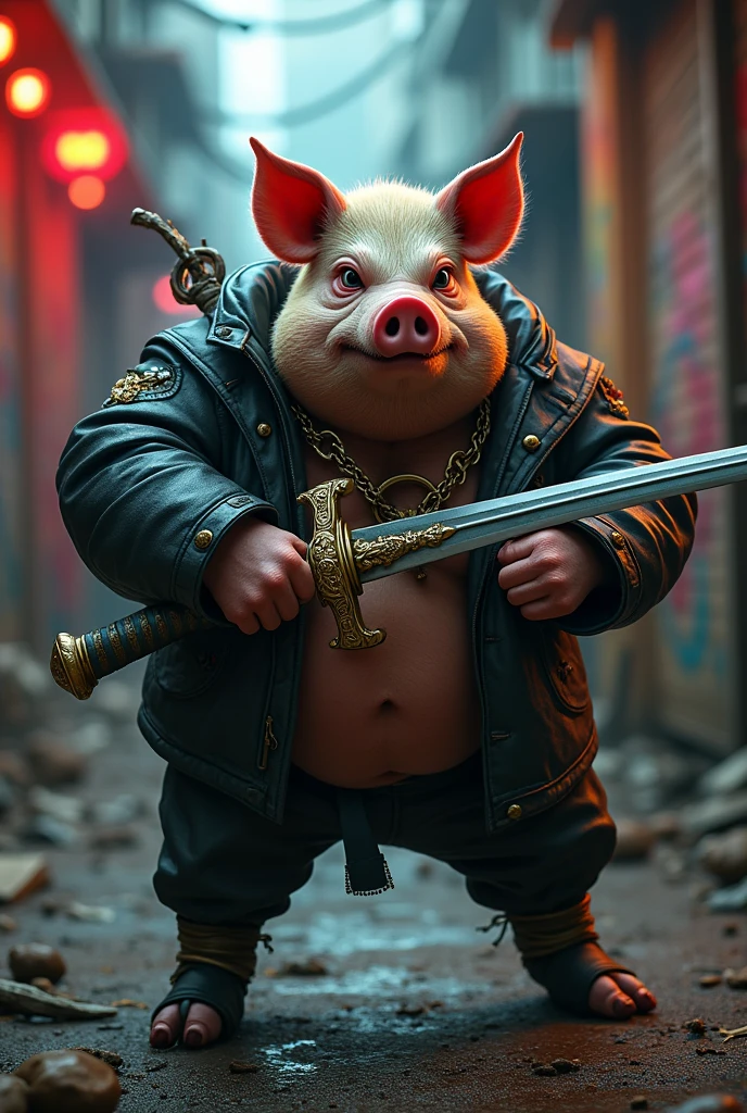 a pig ,thug Chinese style sword 