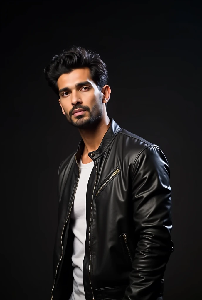 a handsome male actor in a photoshoot, aditya roy kapur, sharp facial features, intense gaze, wearing stylish clothes, dynamic poses, cinematic lighting, professional photography, high quality, photo-realistic, detailed skin texture, intricate clothing folds, dramatic shadows, vibrant colors, cinematic style