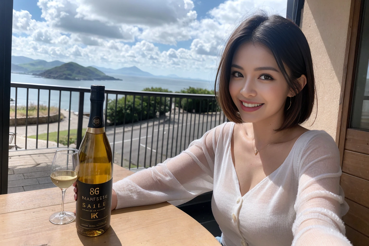 ((Highest quality、8k、masterpiece:1.3))、slimカップル、modelカップル、(Realistic, Intricate details:1.2), full-course dinner、Whiskey bottle and glass on the table、Single Malt、scotch、Rocks glass、Shot Glass、On the rock、Scotland、Amazing view of the sunset sky and clouds、A bright smile、The wonderfulness of smile、 Beautiful Face, blue eyes, The light shines on your face, blush, short hair,Bright Face、 (Age 37), 3,Two beauties、Brown Hair、Shortcuts、Long sleeve shirt、dress、Beautiful woman 1, (slimな顔), (The body is slim), (Brown Hair), (Shortcuts), cheeks turn a little red,Attractive beauty、restaurant, In a prominent place (From the waist up) Nova Frog Style, actress, model, Upper Body, White wine, slim, smile, (smile: 1.15), Beautiful fine grain, Depth f/2,saturation, High Contrast, Strong light and shadow,Moist Body:1.5、3D texture、Delicate eyes、Brown Hair、The hair is very shiny、