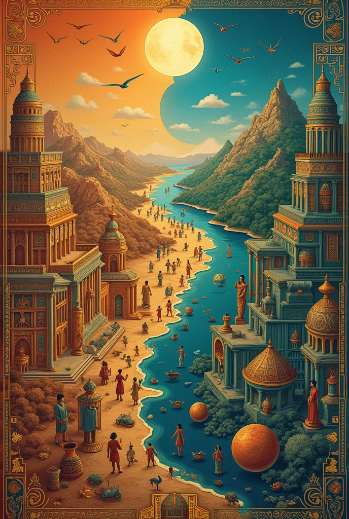 Make an A4 size cover page for comparative study Mesopotamian civilization and Harappan civilization